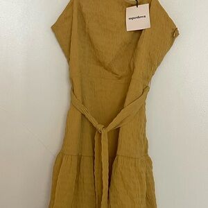 Superdown Golden Dress with Tie Waist
